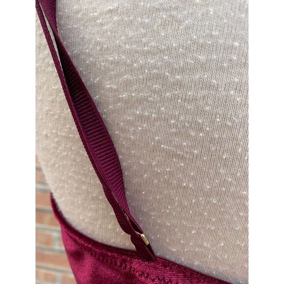 Jason Wu Velvet and Lace Burgundy Sleeveless Velour Lace Trim V-Neck Cami Top S - Picture 3 of 8
